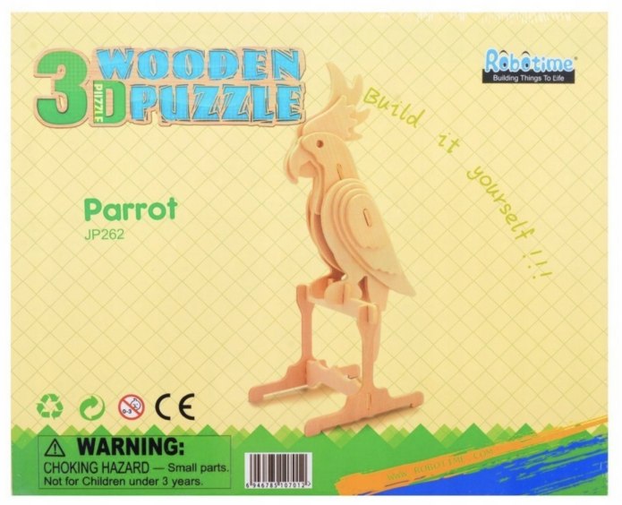 Puzzle 3D Papuga Robotime z drewna
